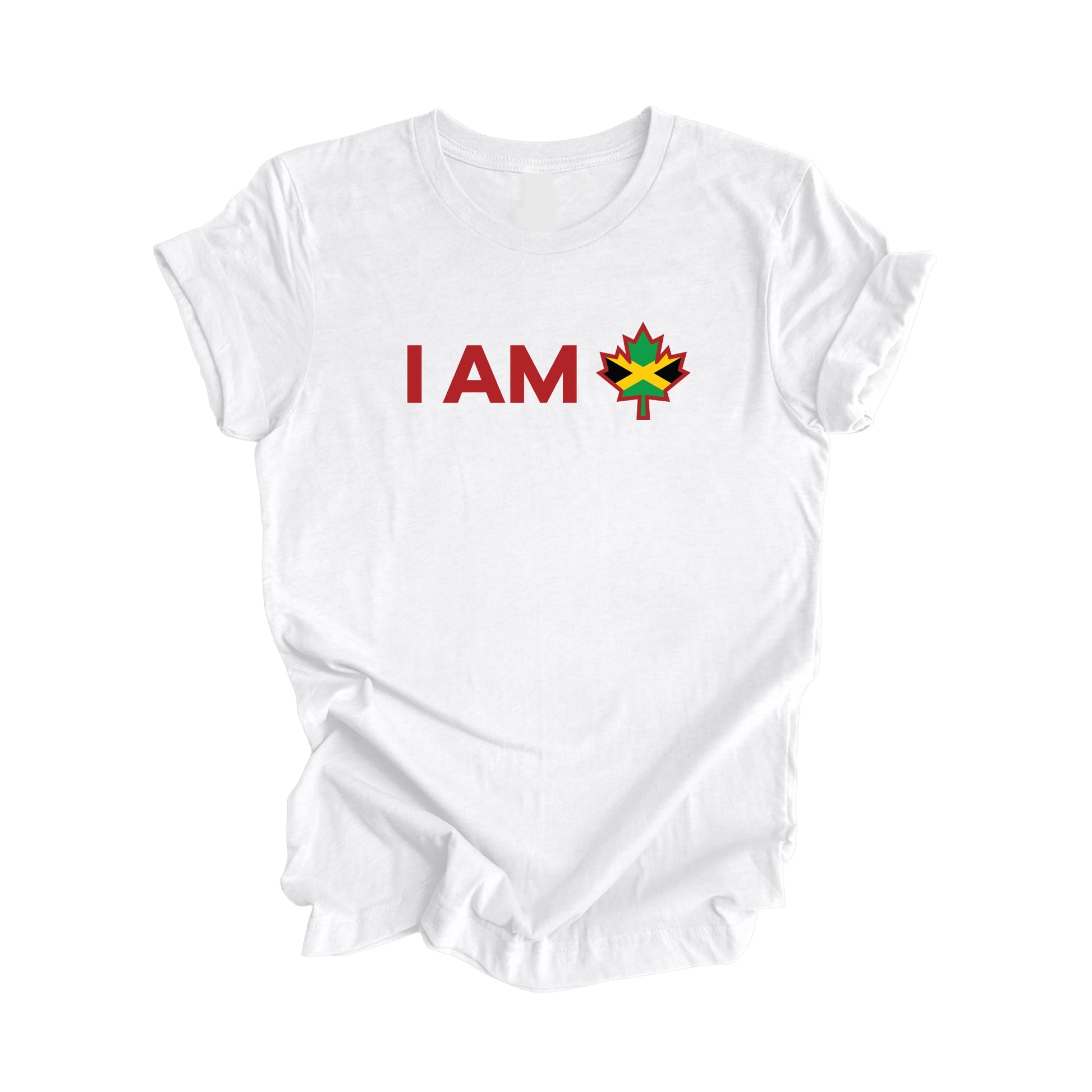 I Am Canada - Canadian Maple Leaf with Jamaica Rasta Flag, Canadian Gift T-Shirt, Jamaica Rasta Present, National Flag Tee Shirt - Inspired X