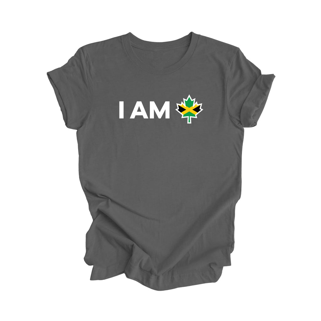 I Am Canada - Canadian Maple Leaf with Jamaica Flag, Canadian Gift T-Shirt, Jamaica Present, National Flag Tee Shirt - Inspired X
