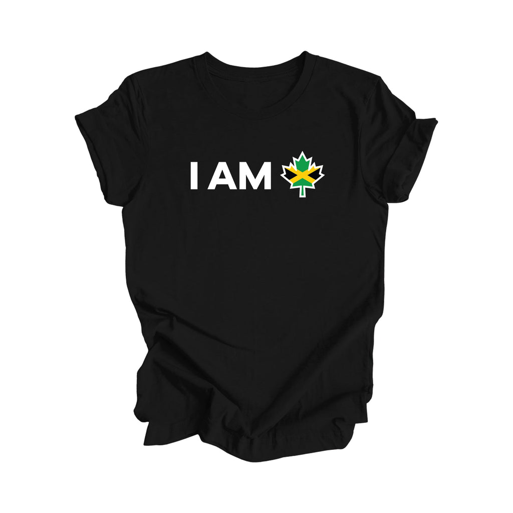 I Am Canada - Canadian Maple Leaf with Jamaica Flag, Canadian Gift T-Shirt, Jamaica Present, National Flag Tee Shirt - Inspired X