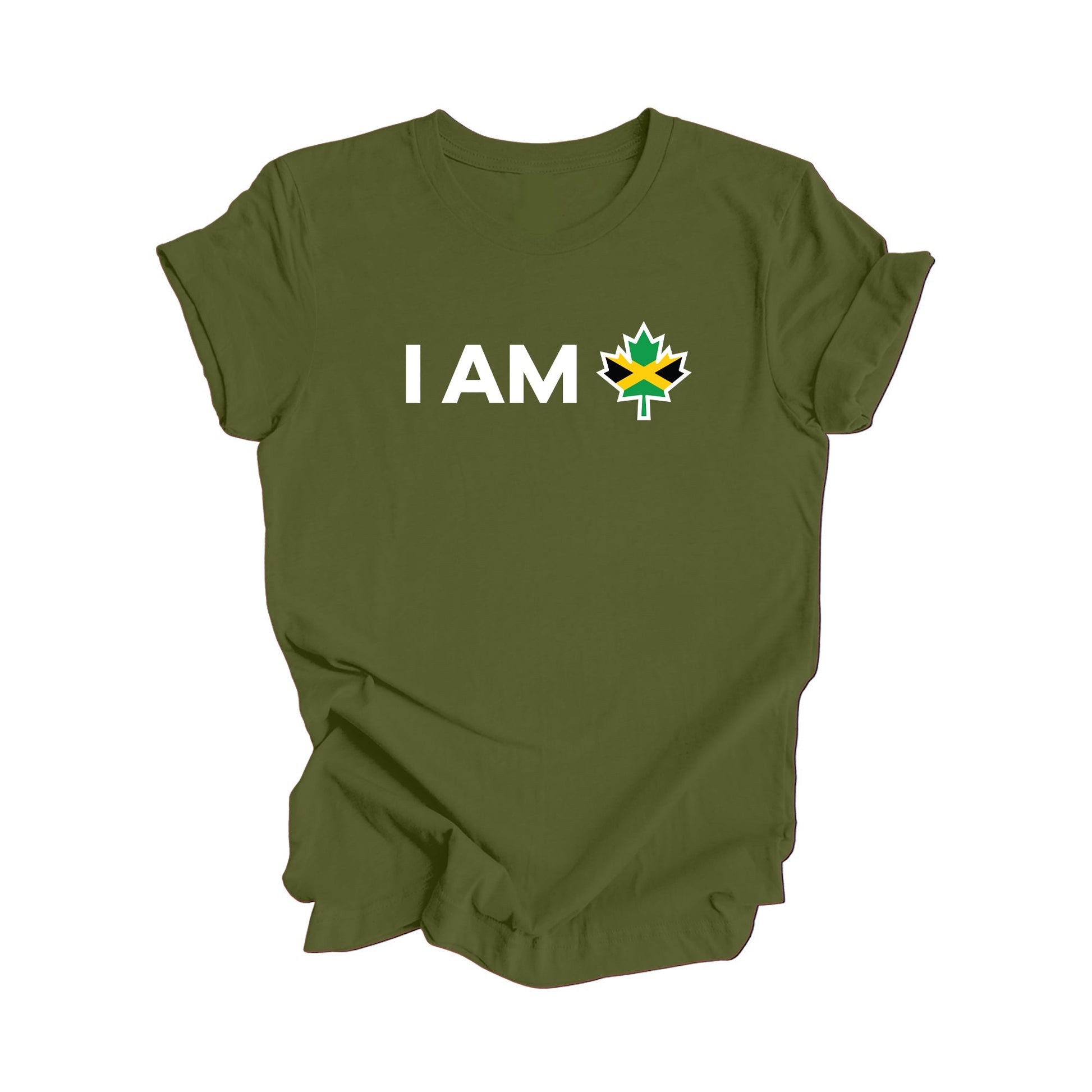 I Am Canada - Canadian Maple Leaf with Jamaica Flag, Canadian Gift T-Shirt, Jamaica Present, National Flag Tee Shirt - Inspired X