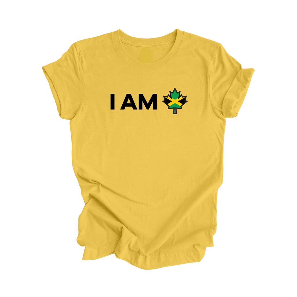 I Am Canada - Canadian Maple Leaf with Jamaica Flag, Canadian Gift T-Shirt, Jamaica Present, National Flag Tee Shirt - Inspired X