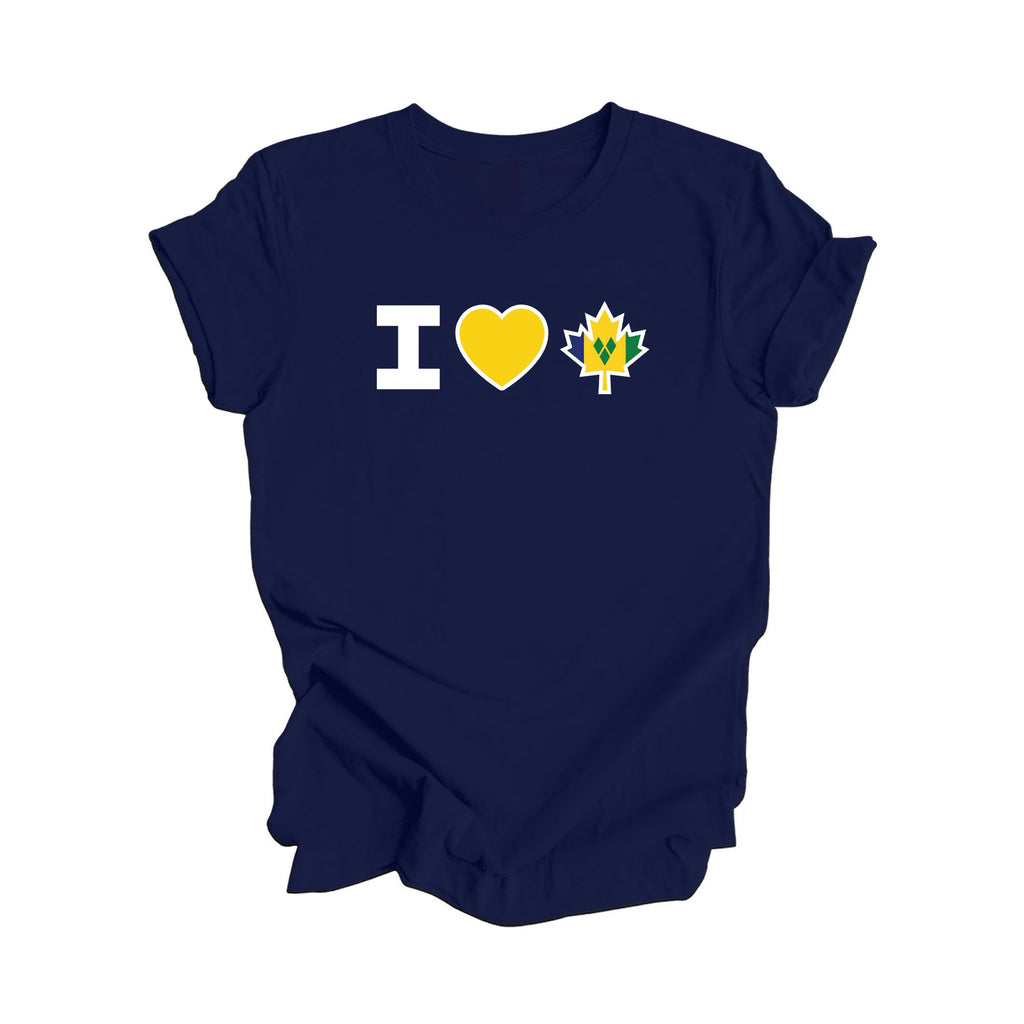 I Love Canada - Canadian Maple Leaf with Saint Vincent and the Grenadines Flag, Canadian Gift T-Shirt, Saint Vincent and the Grenadines Present, National Flag Tee Shirt - Inspired X