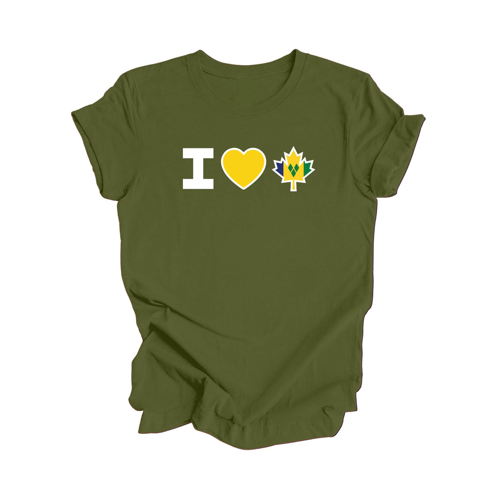 I Love Canada - Canadian Maple Leaf with Saint Vincent and the Grenadines Flag, Canadian Gift T-Shirt, Saint Vincent and the Grenadines Present, National Flag Tee Shirt - Inspired X