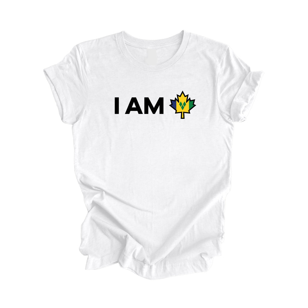 I Am Canada - Canadian Maple Leaf with Saint Vincent and the Grenadines Flag - Unisex Jersey Short Sleeve Tee