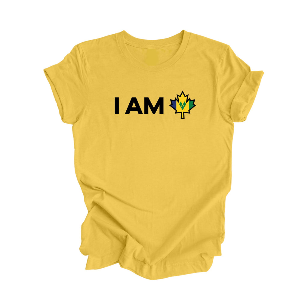 I Am Canada - Canadian Maple Leaf with Saint Vincent and the Grenadines Flag - Unisex Jersey Short Sleeve Tee
