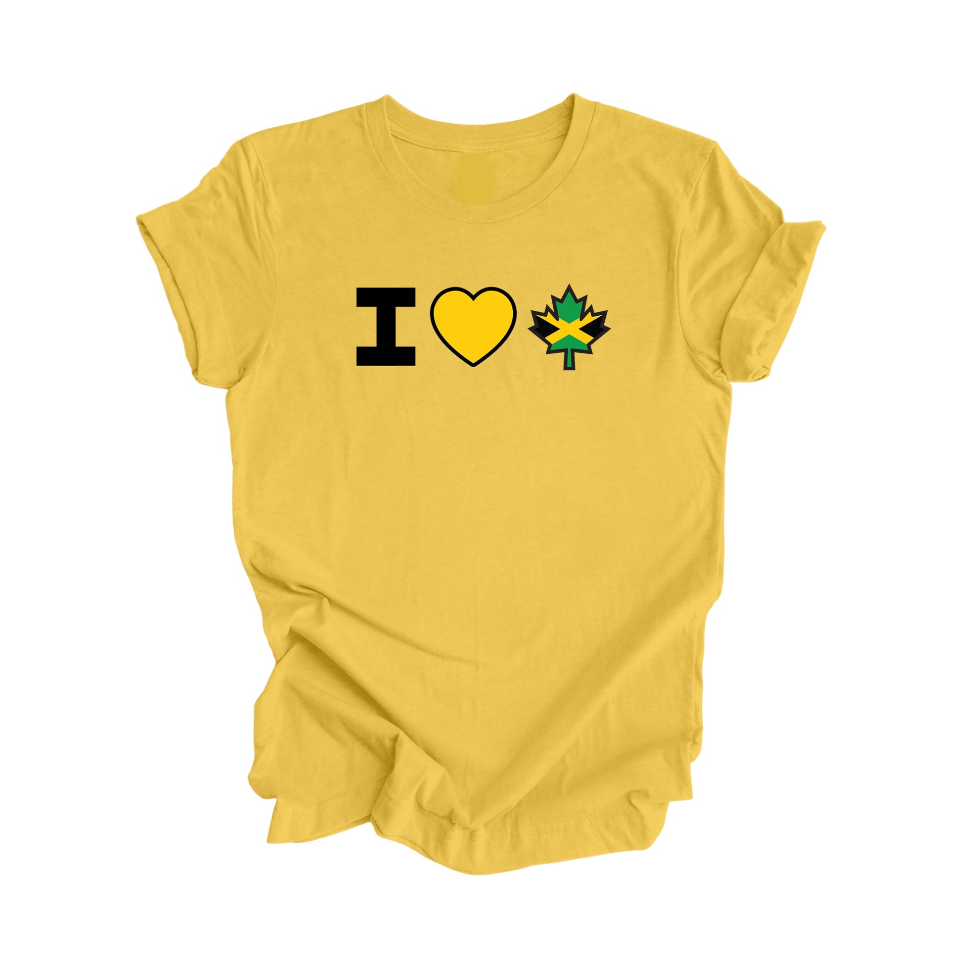 I Love Canada - Canadian Maple Leaf with Jamaica Flag, Canadian Gift T-Shirt, Jamaican Present, National Flag Tee Shirt - Inspired X