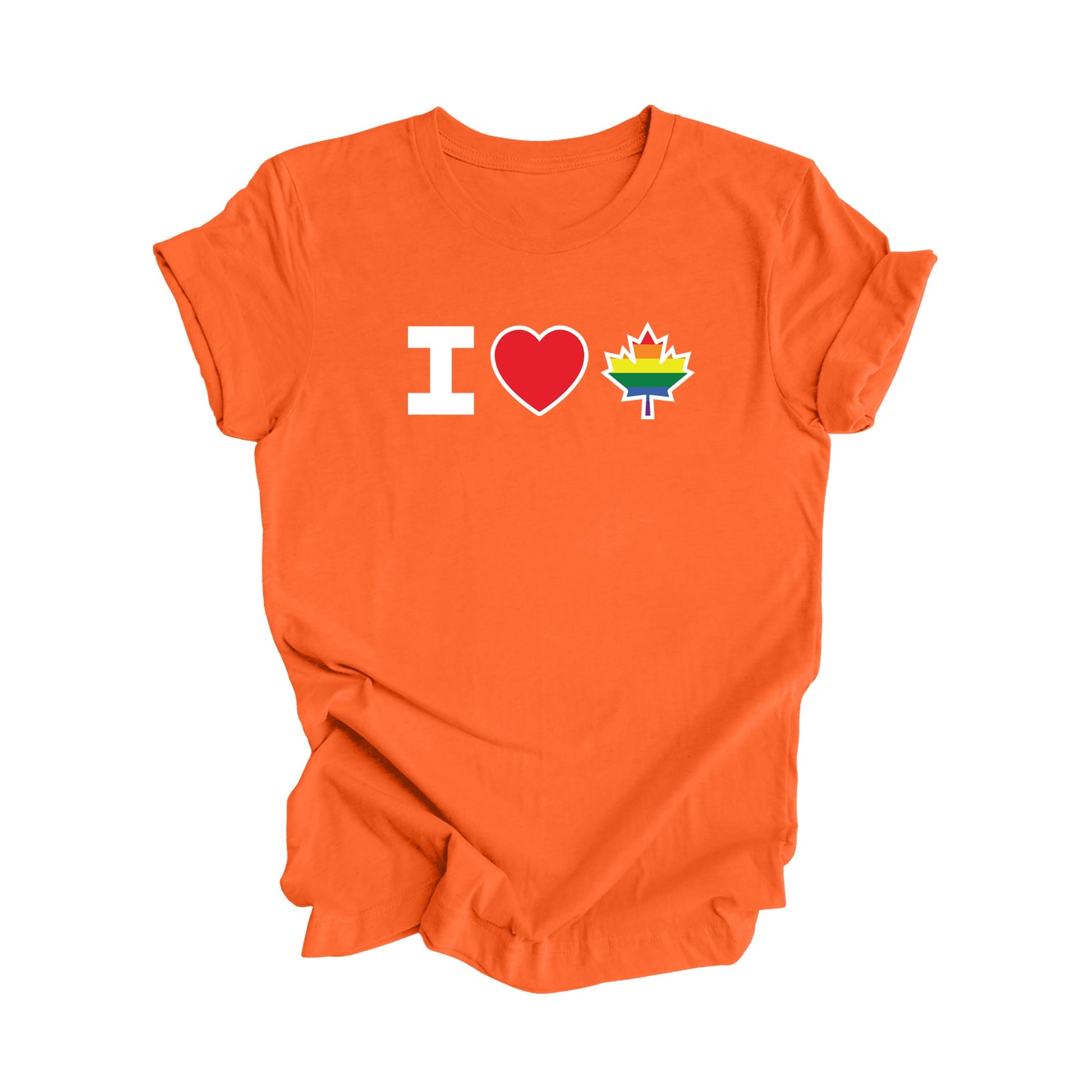 I Love Canada - Canadian Maple Leaf with LGBTQ Flag, Canadian Gift T-Shirt, LGBTQ Present, National Flag Tee Shirt - Inspired X