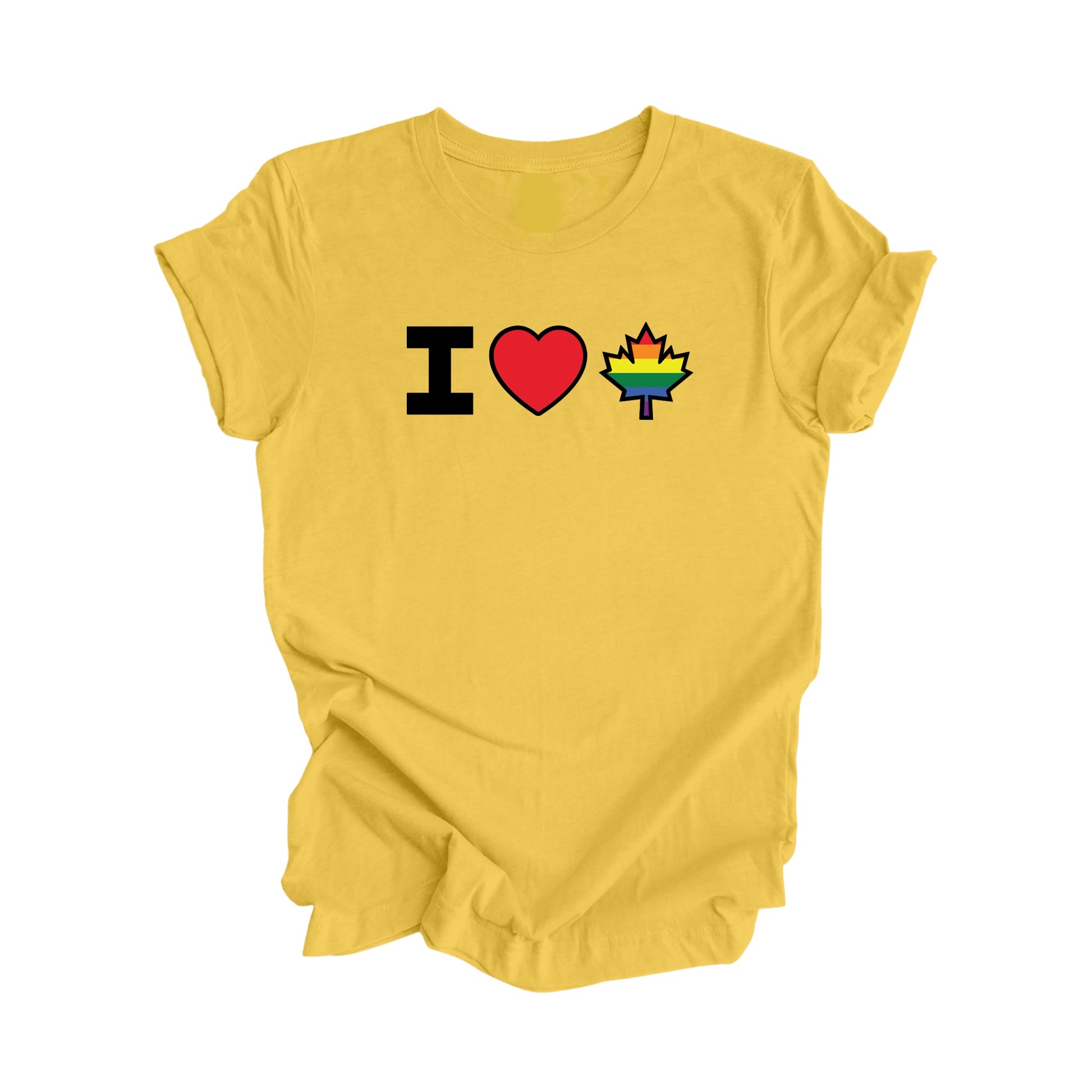 I Love Canada - Canadian Maple Leaf with LGBTQ Flag, Canadian Gift T-Shirt, LGBTQ Present, National Flag Tee Shirt - Inspired X
