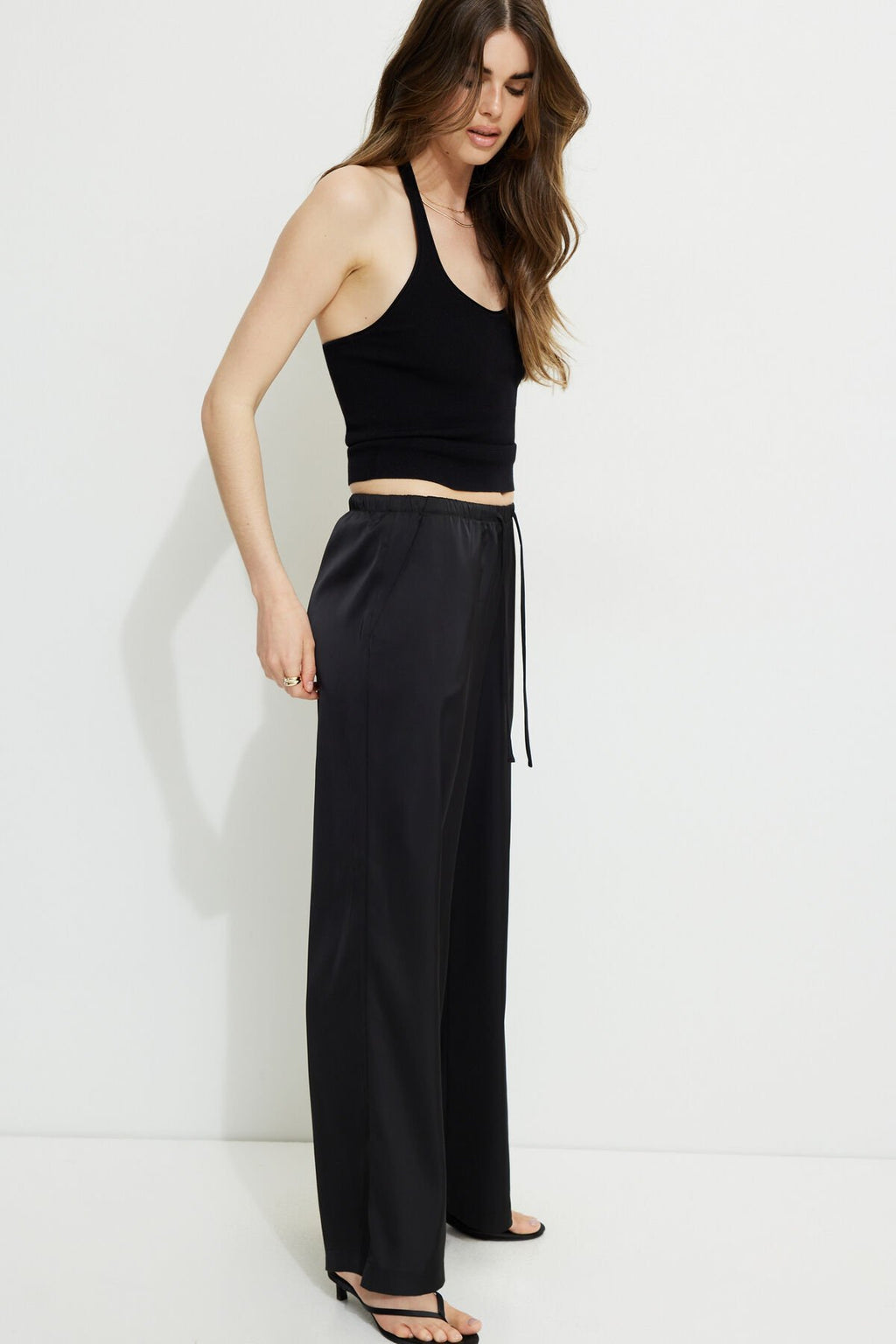 Pantalon large en satin Leo