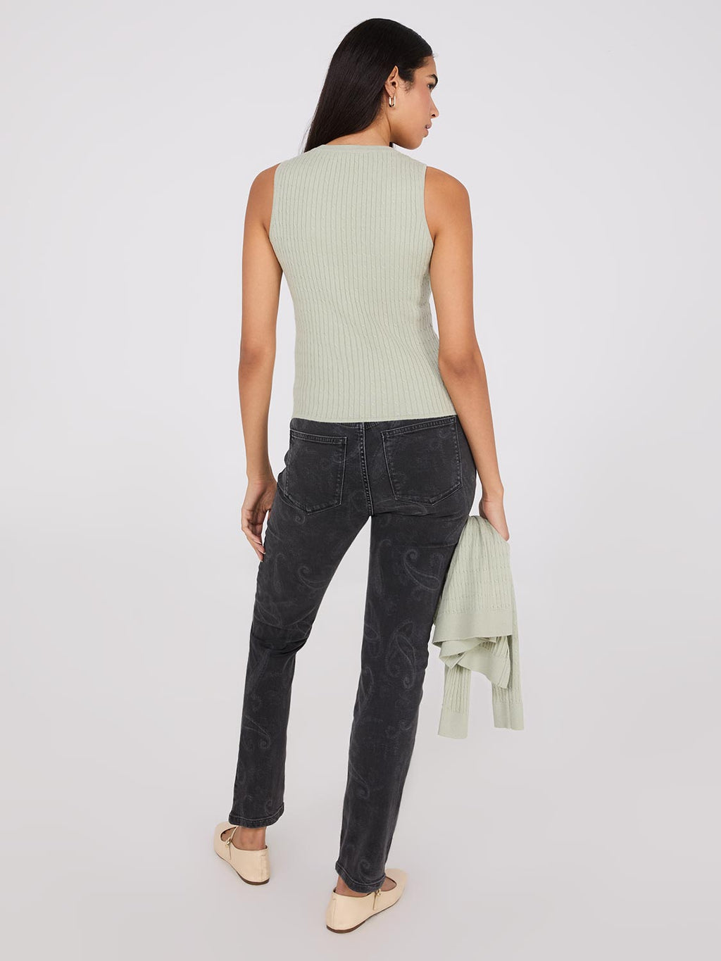 Pull sans manches en maille torsadée