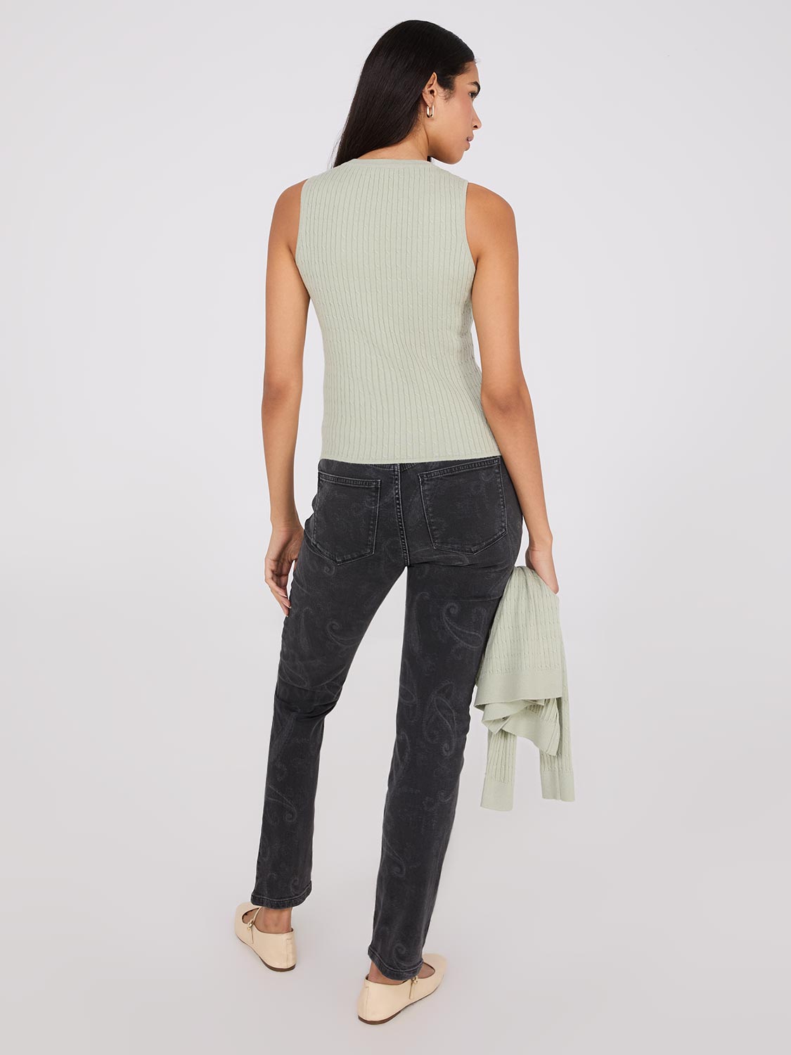 Pull sans manches en maille torsadée