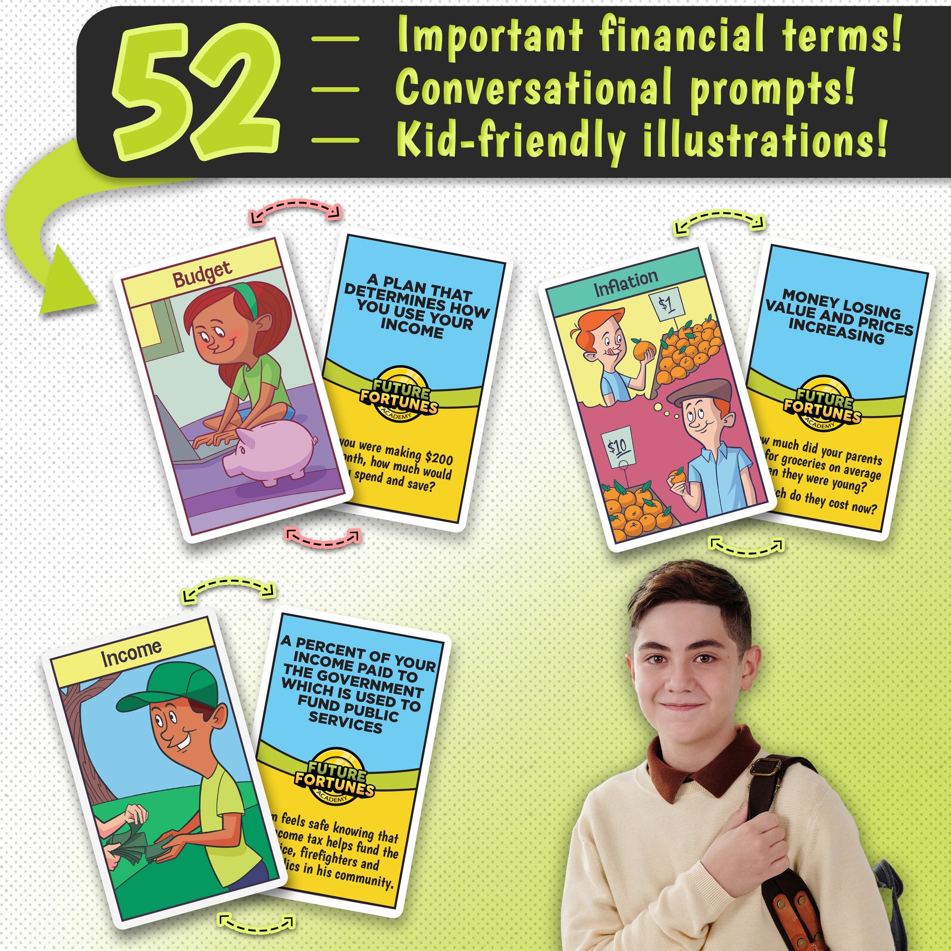 52 Financial Literacy Flashcards for Kids