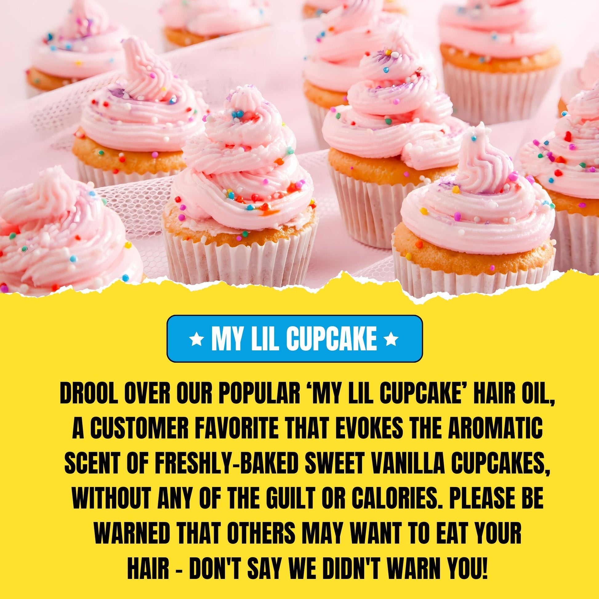 My Lil Cupcake Hair Oil (30ml) – Moisturizing Vanilla Cupcake Scent | Nourishing & Shine-Enhancing Oil