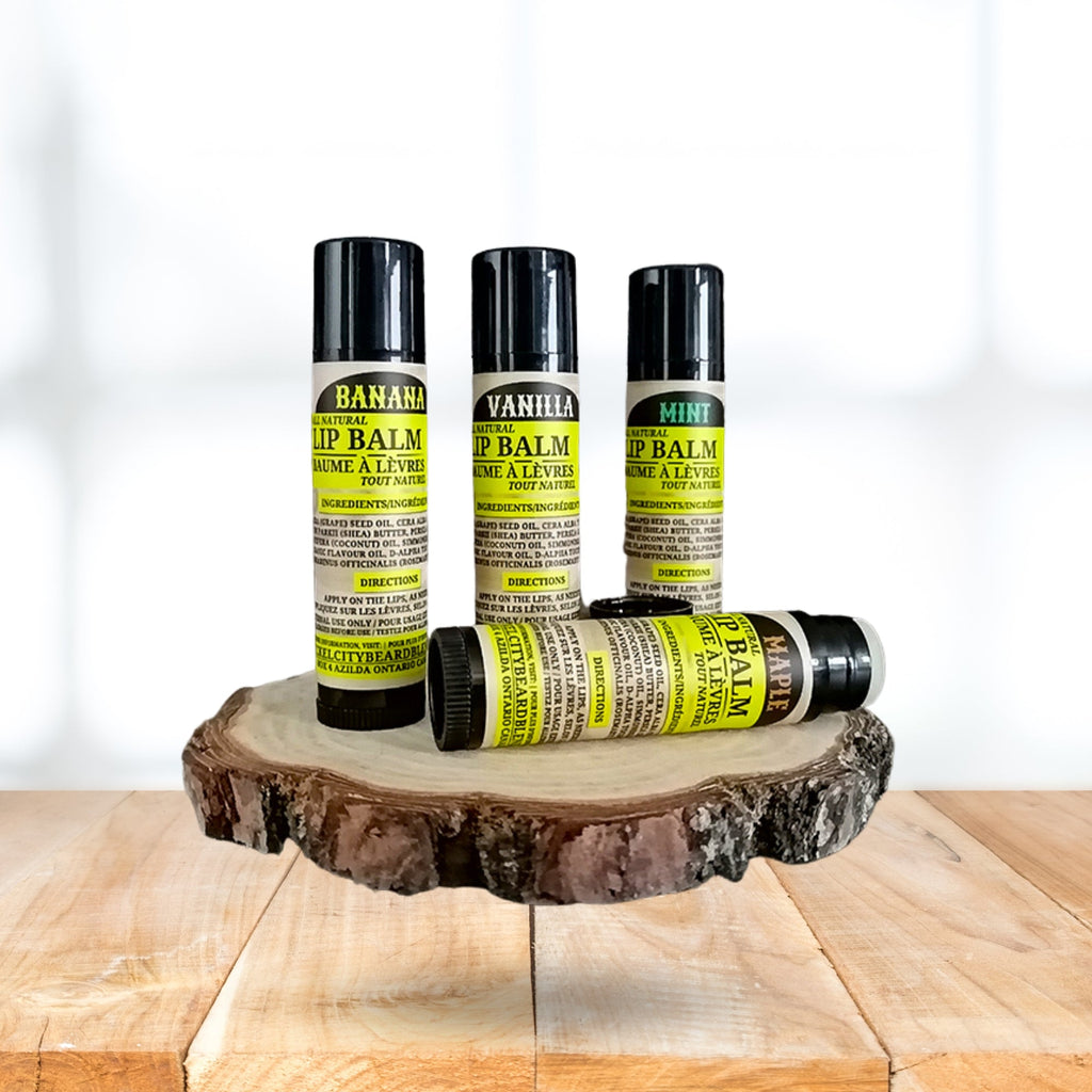 Baume à lèvres apaisant et nourrissant (4,5 g) – Saveurs banane, vanille, menthe et érable | Soin hydratant naturel pour les lèvres