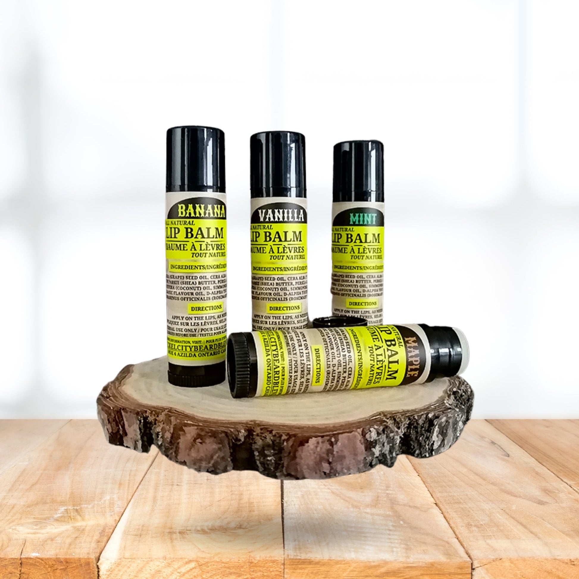 Soothing & Nourishing Lip Balm (4.5g) – Banana, Vanilla, Mint & Maple Flavors | Natural Hydrating Lip Care