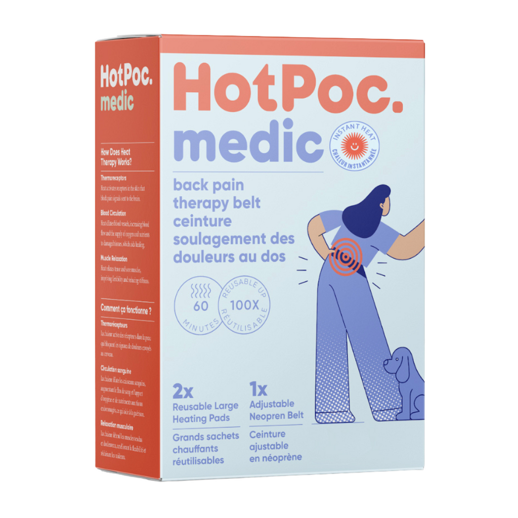 Ceinture réglable réutilisable et pack de 2 compresses chauffantes réutilisables écologiques - Hot Poc Medic