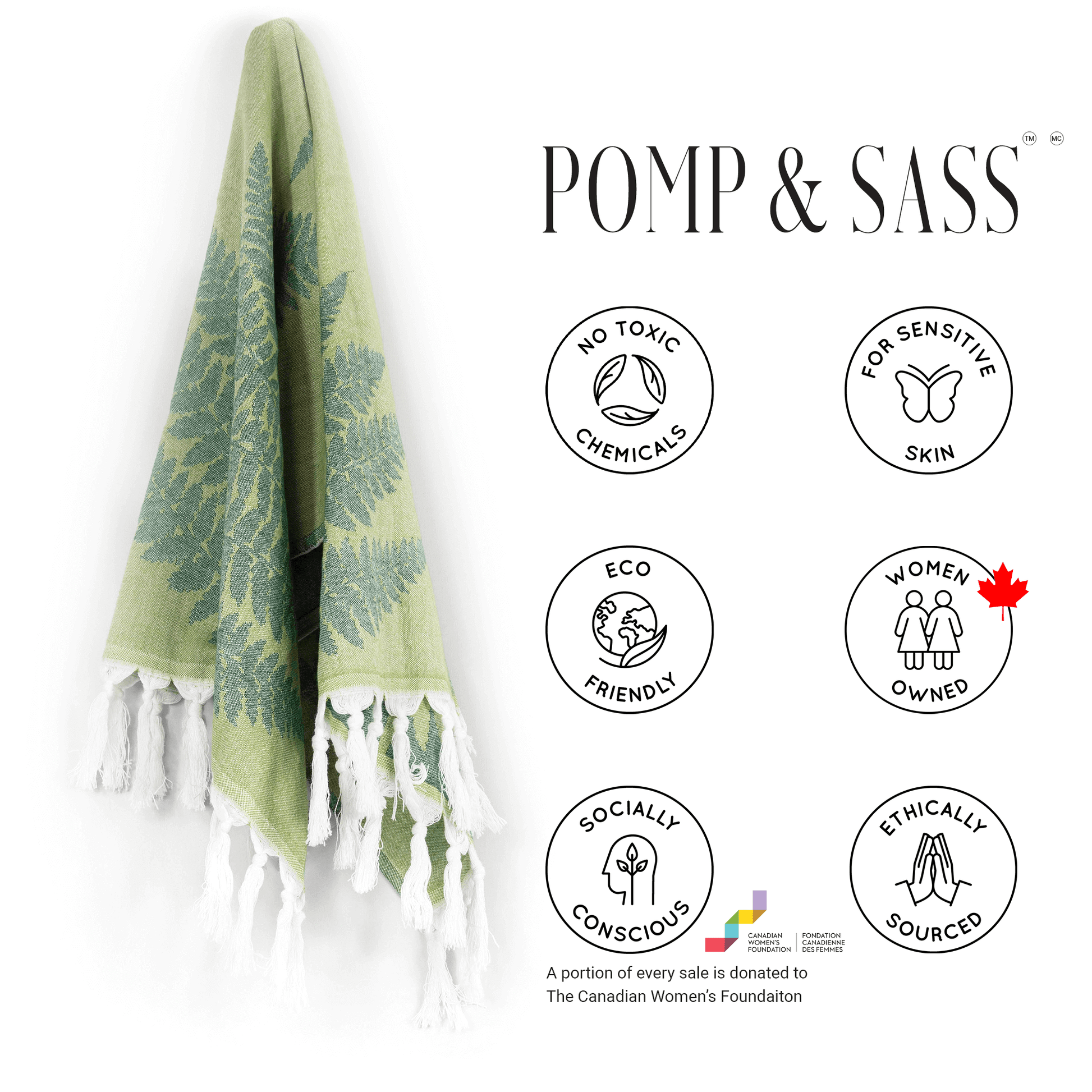Turkish Towels Canada | Hand Towel | Green Fern