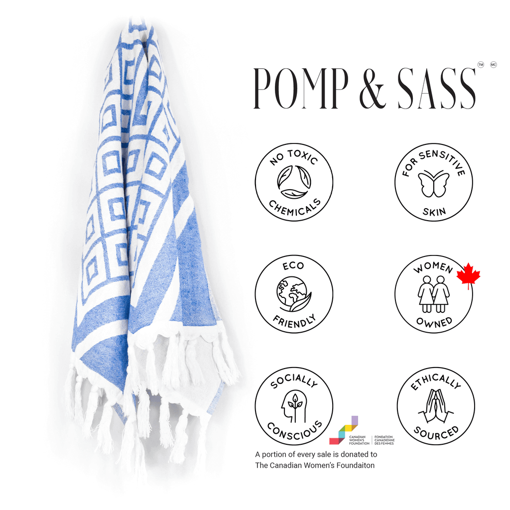 Turkish Towels Canada | Hand Towel | Blue + White