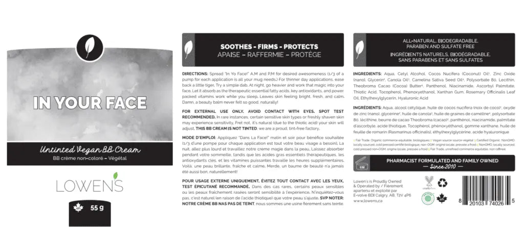 Crème BB naturelle et végane In Yo Face!