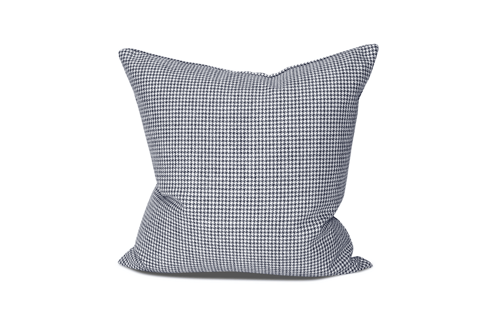 Housse de coussin pied-de-poule indigo
