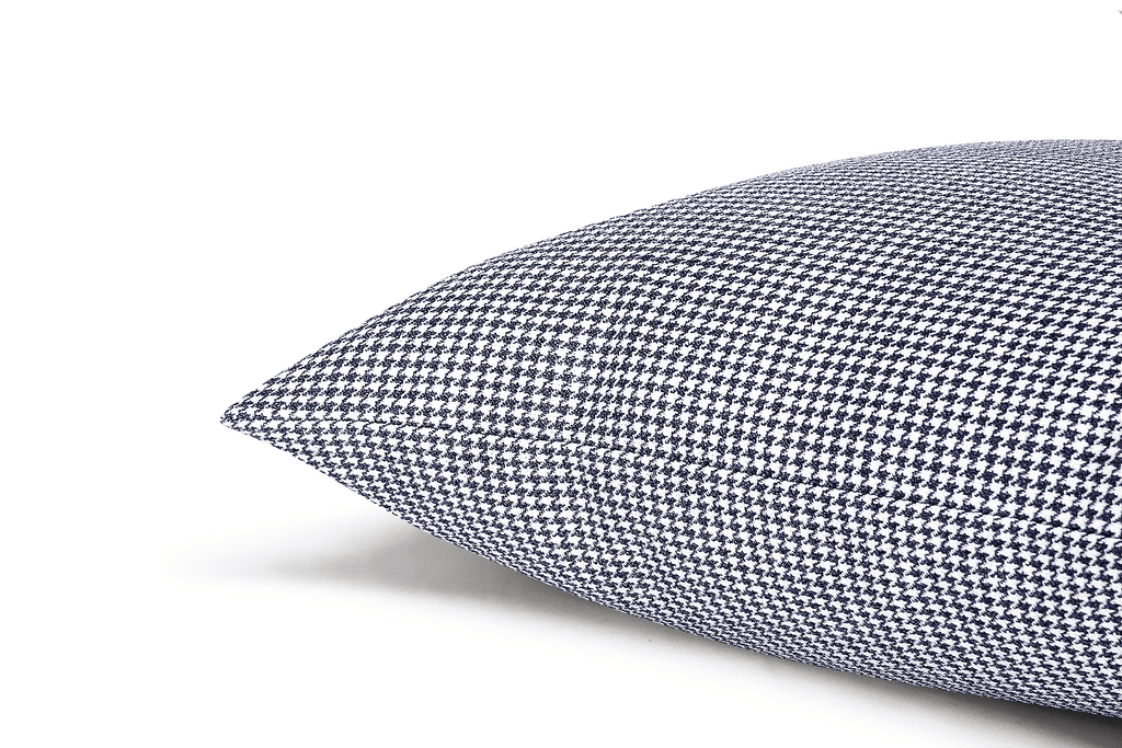 Housse de coussin pied-de-poule indigo