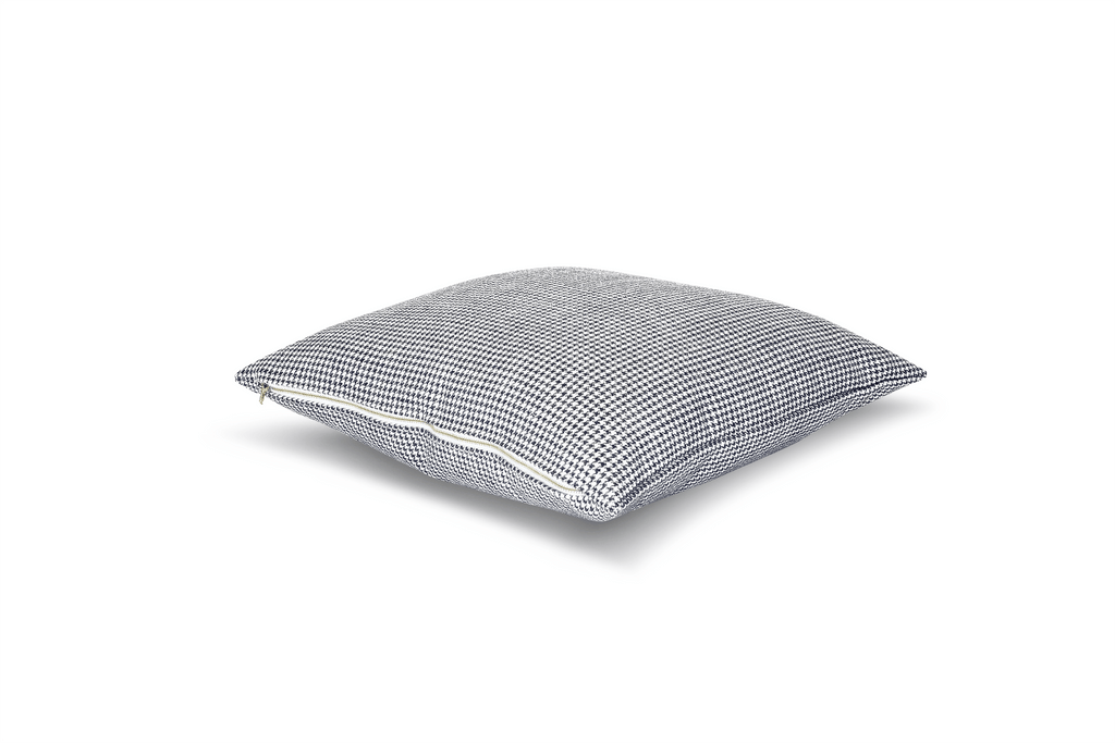 Housse de coussin pied-de-poule indigo