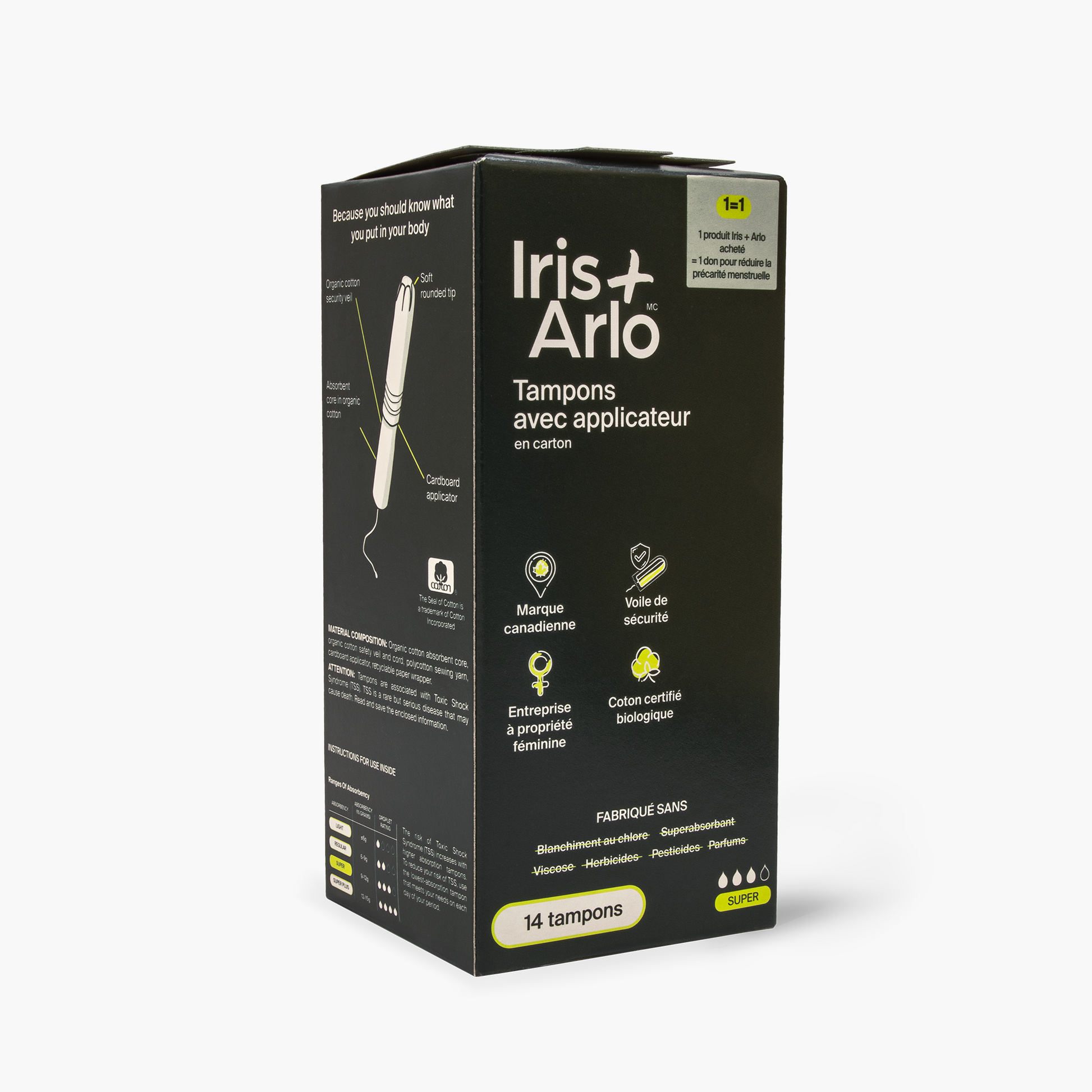 100% Organic Cotton Applicator Tampons