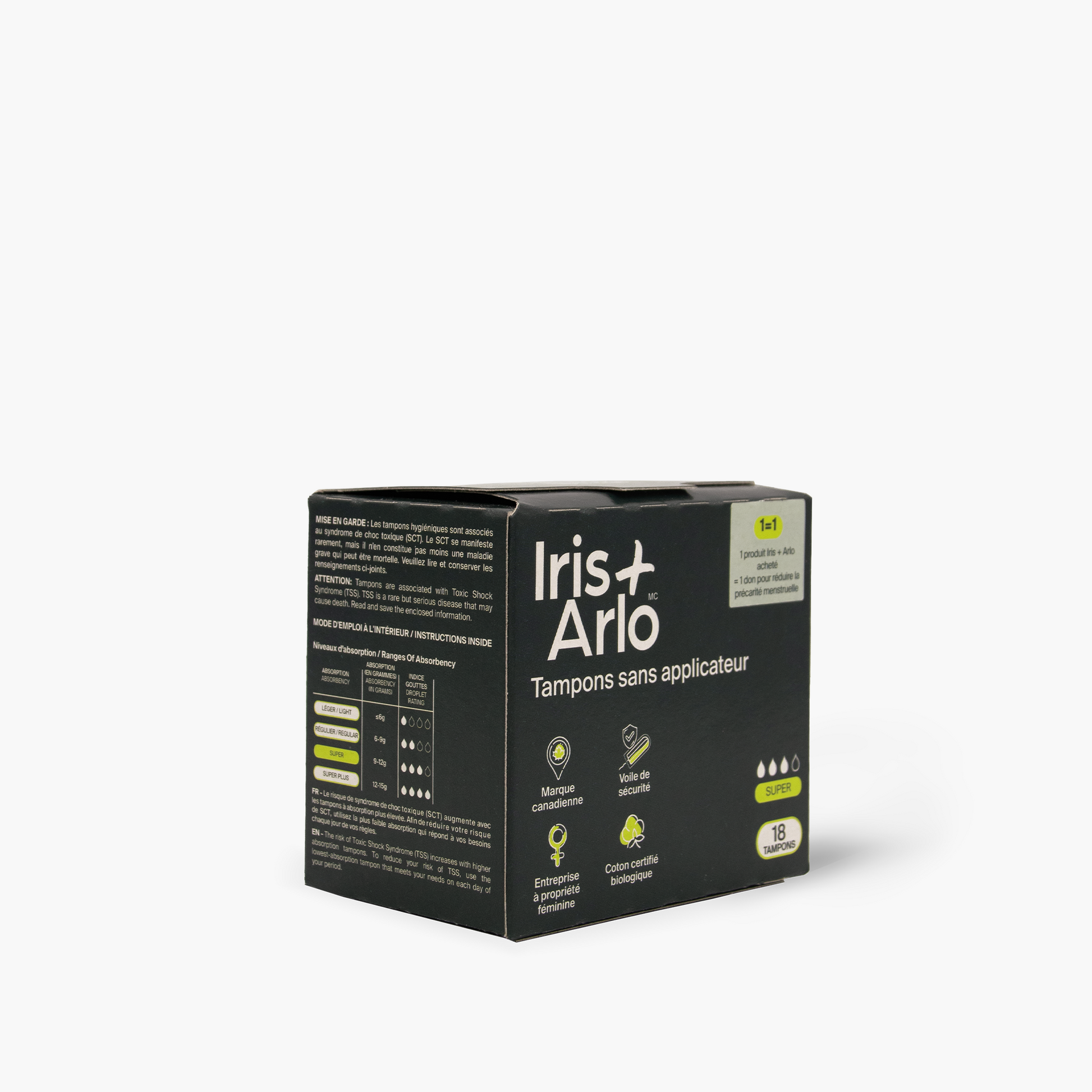 100% Organic Cotton Non-Applicator Tampons