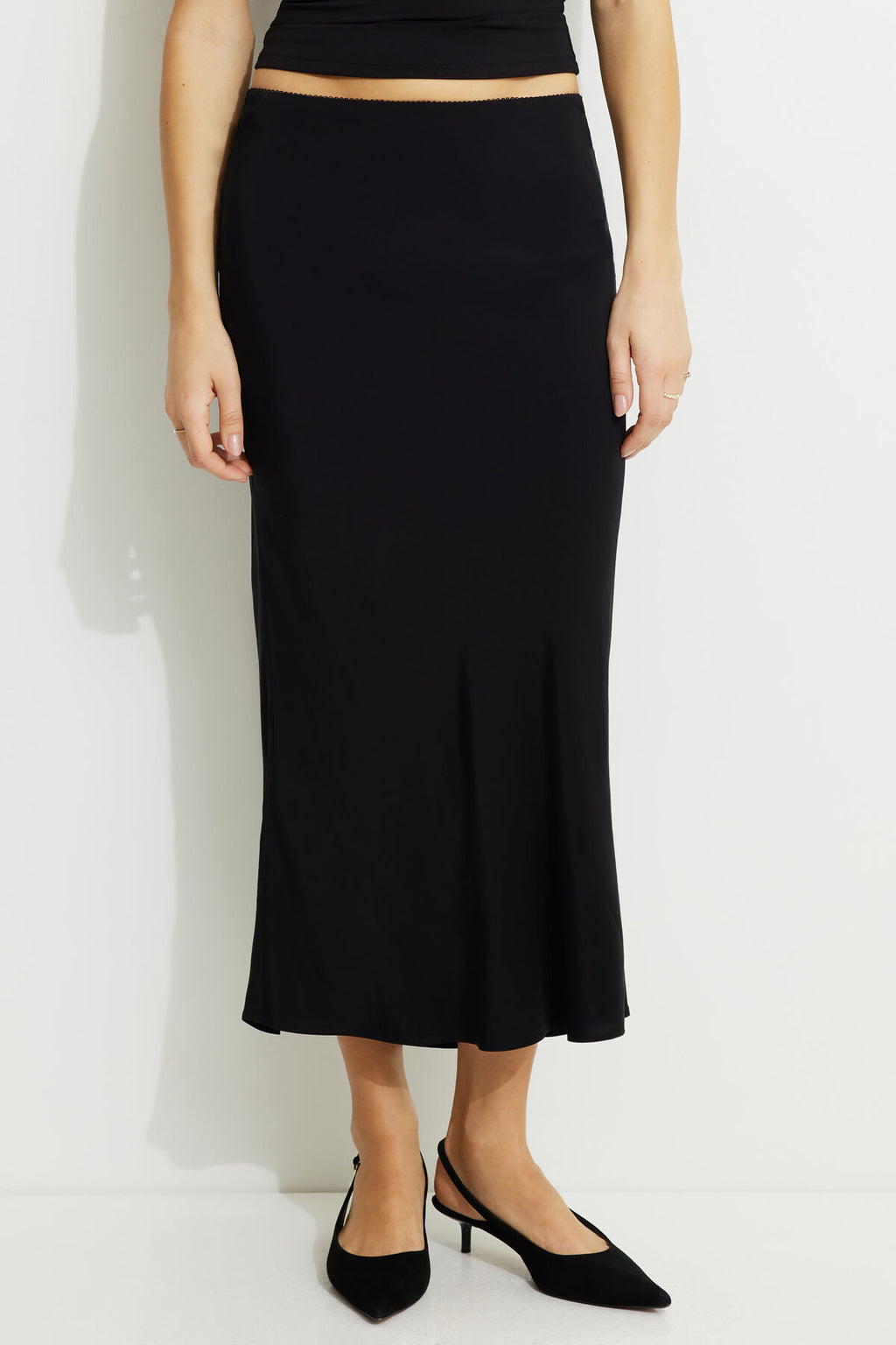 Picot Midi Slip Skirt