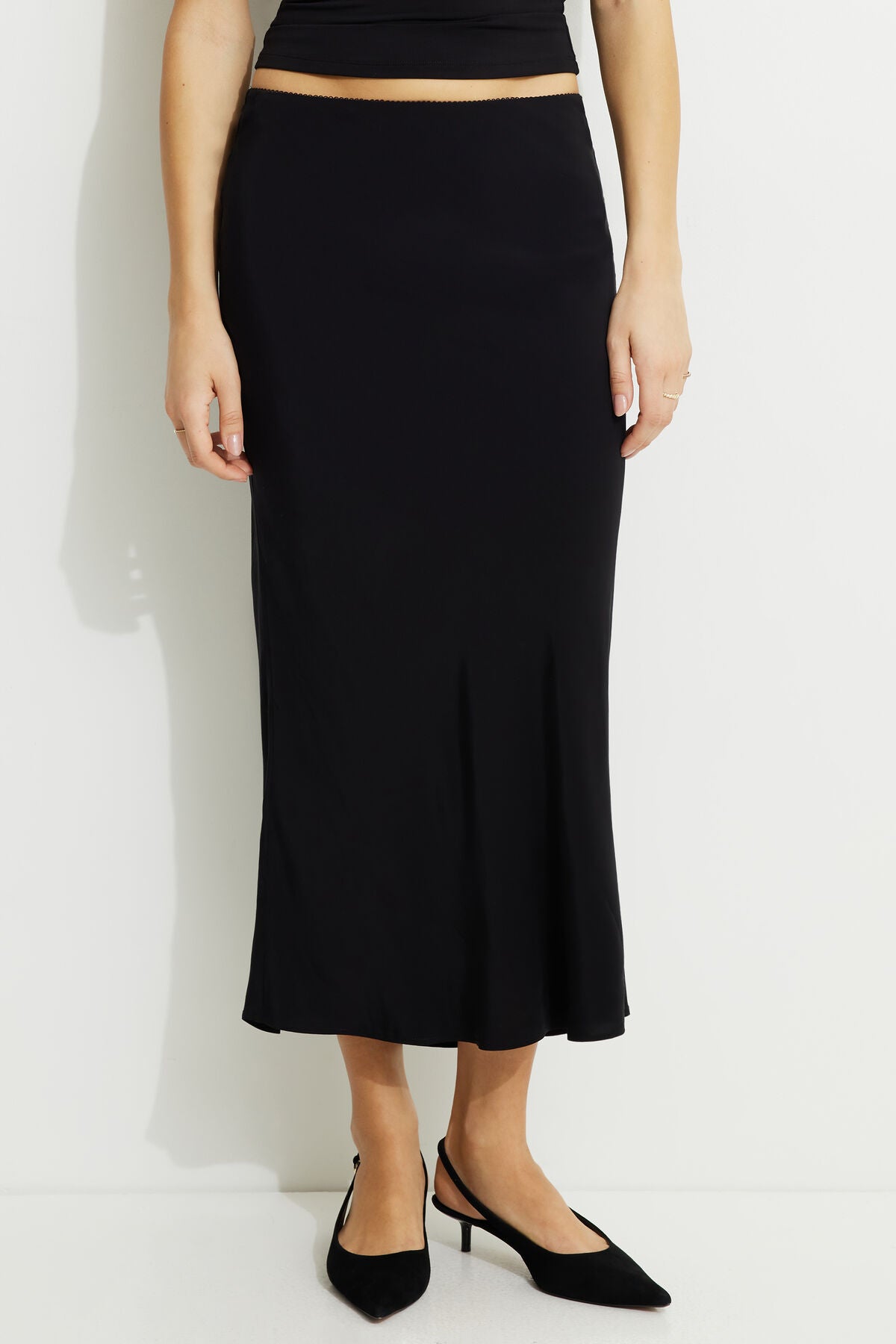 Picot Midi Slip Skirt