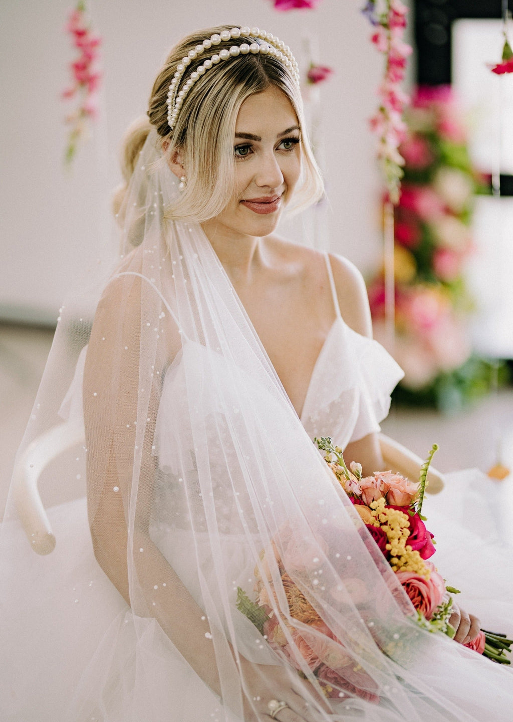 JESS Double Pearl Drop Bridal Earrings