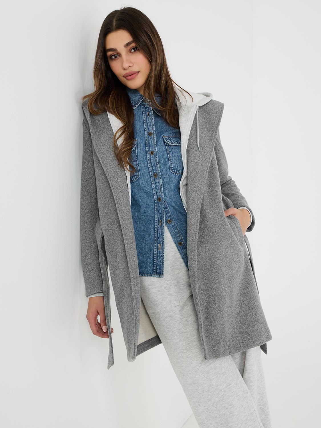 Manteau portefeuille à capuche