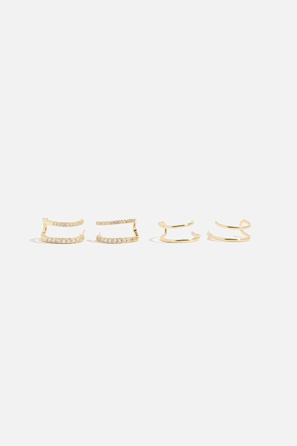 Lot de 2 boucles d'oreilles créoles doubles