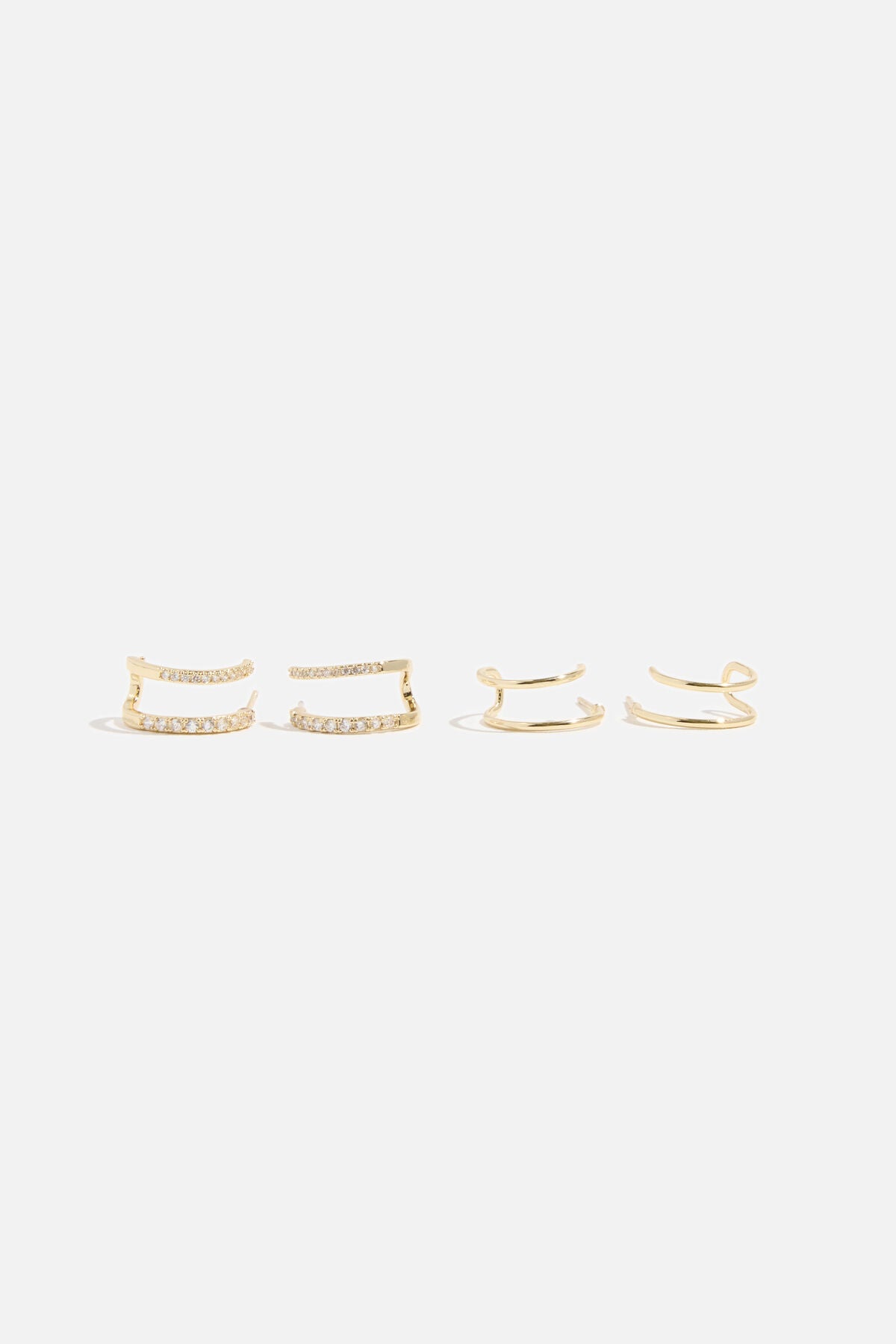 Lot de 2 boucles d'oreilles créoles doubles