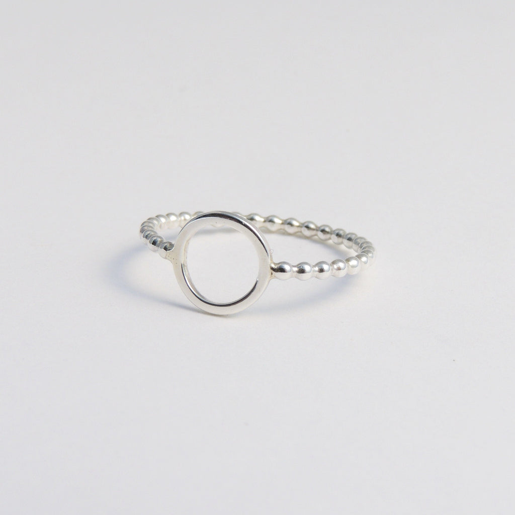 Sterling Silver Open Circle Ring Beaded Band