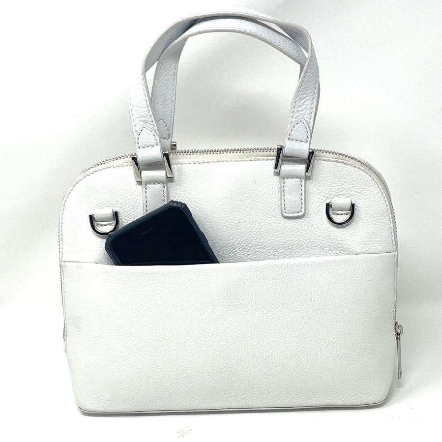 White Leather Handbag - Justine