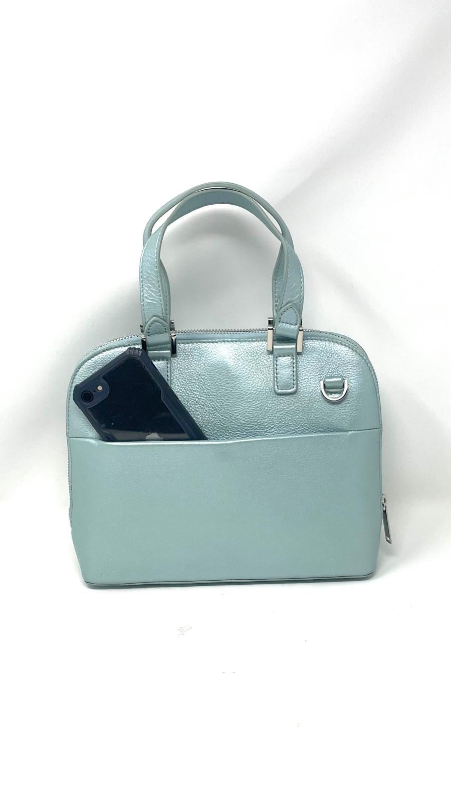 Sky Blue Leather Handbag, Justine
