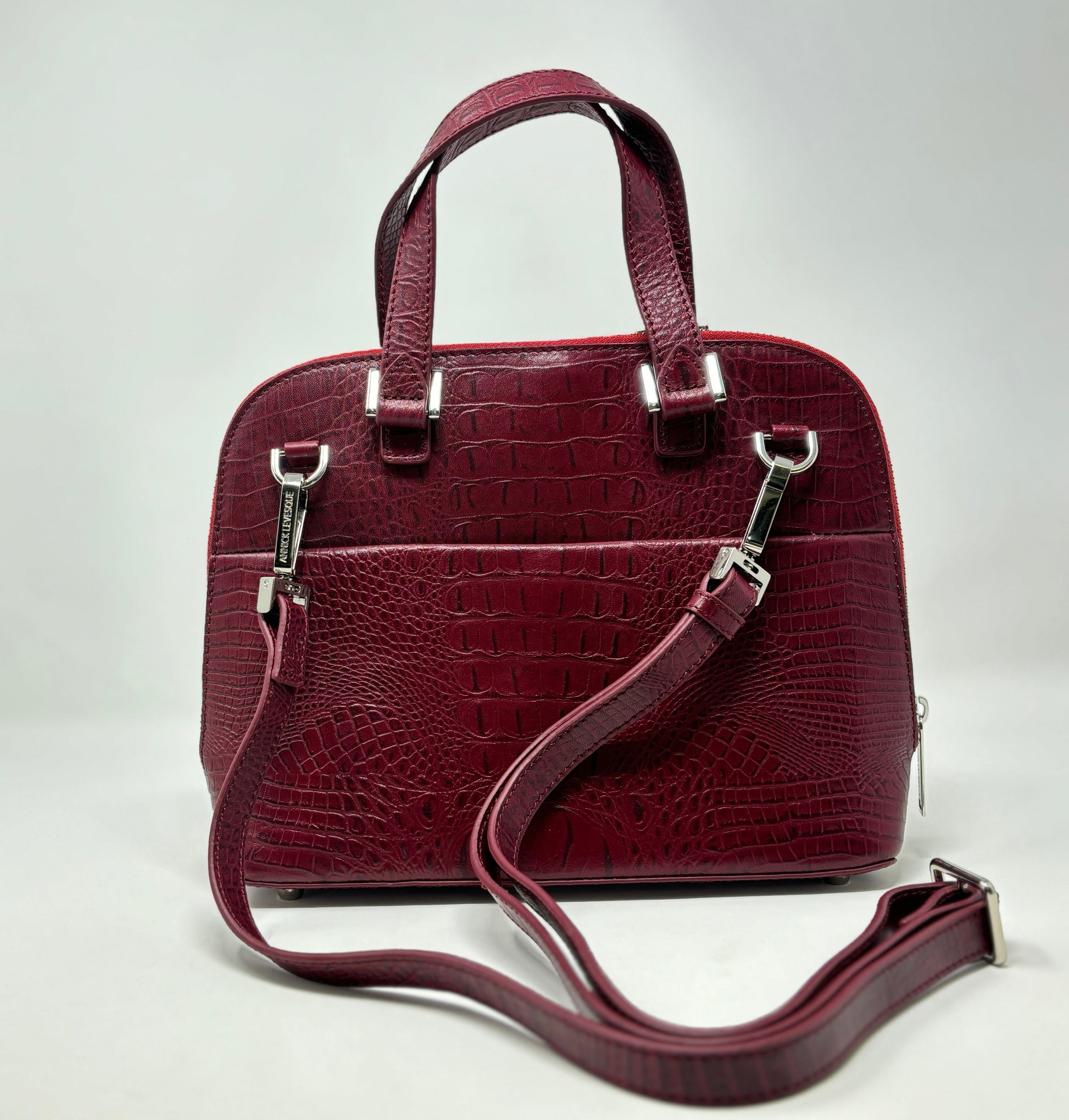 Sac à main Rouge bordeaux croco - Justine
