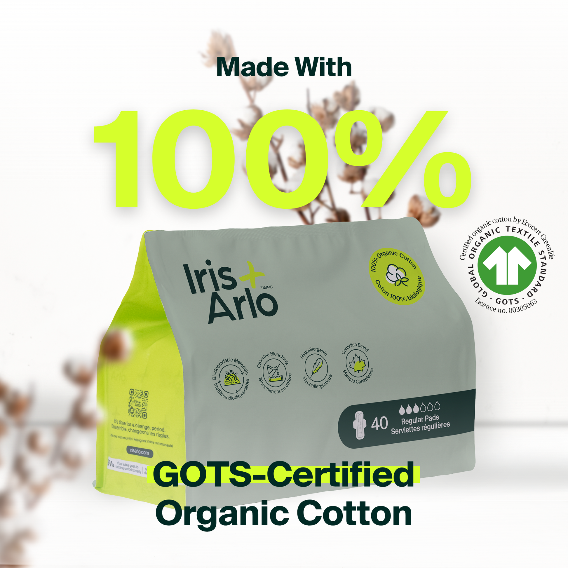 Bulk (40) - 100% Organic Daily Pads - Resealable Bag