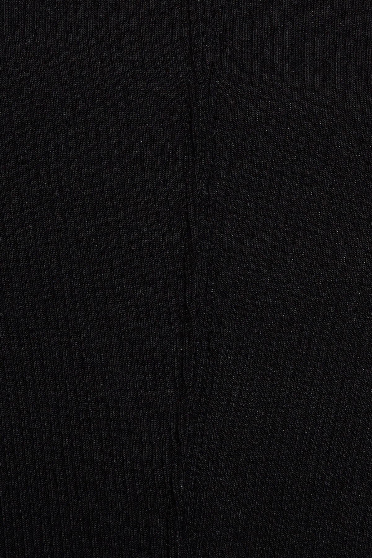 Ribbed Deep V Neck Long Sleeve Top