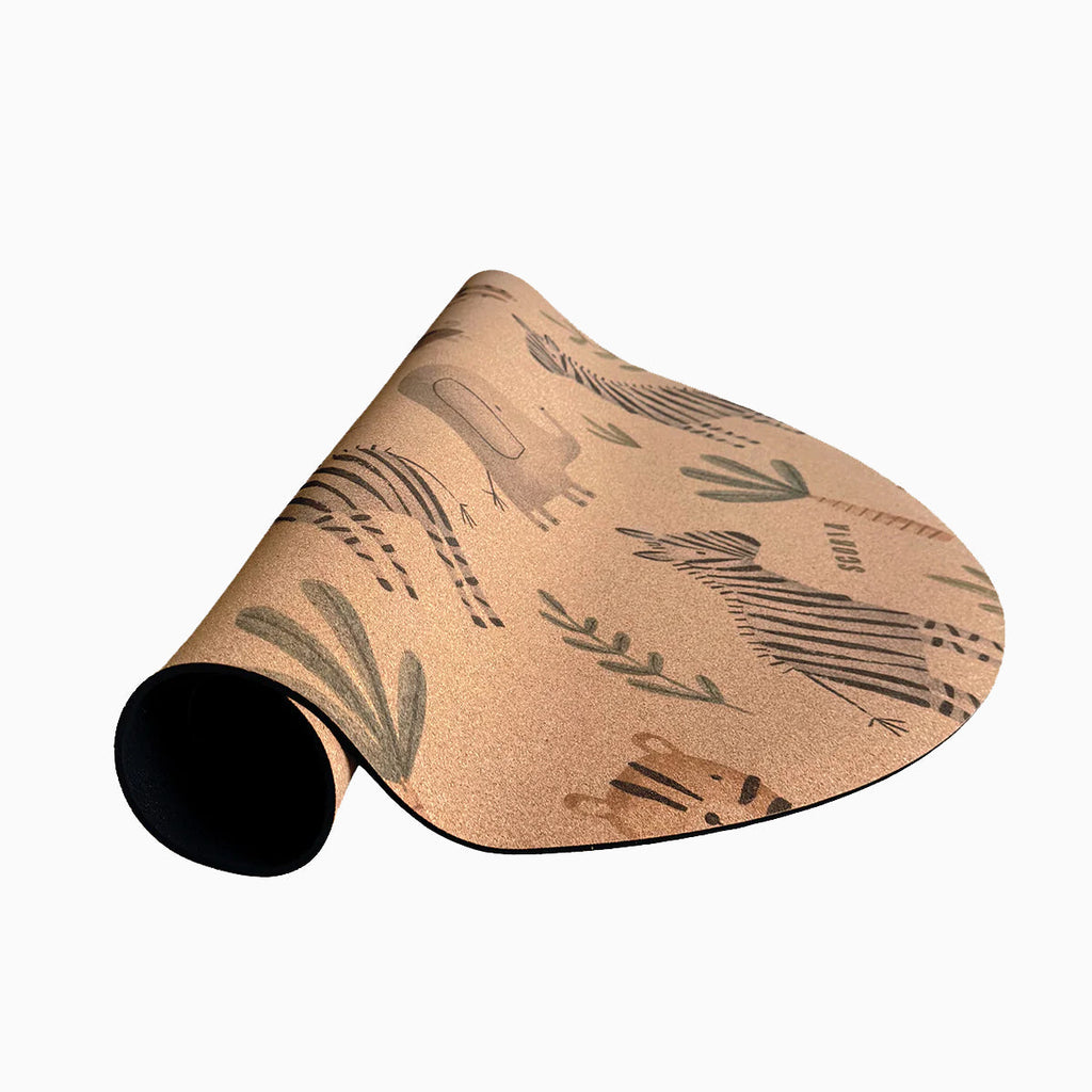 Jungle Adventure Round Baby Cork Mat | Play, Yoga & Stretch | 47" dia