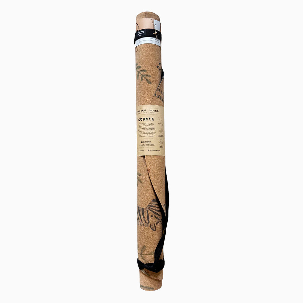 Jungle Adventure Round Baby Cork Mat | Play, Yoga & Stretch | 47" dia