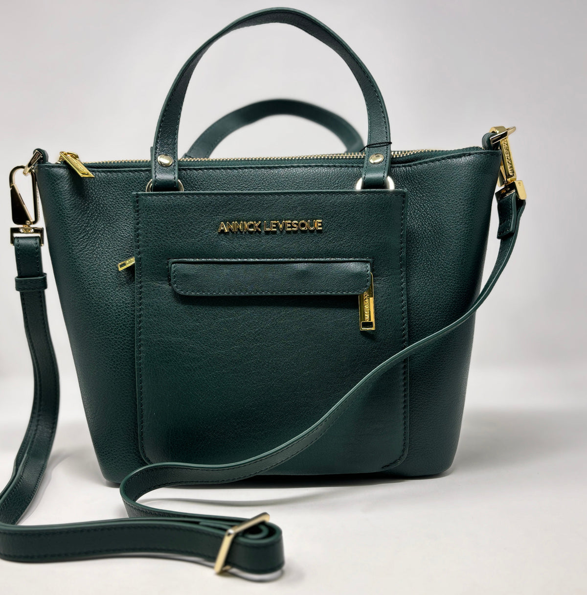 Genuine Leather Handbag Dark Green | Lina