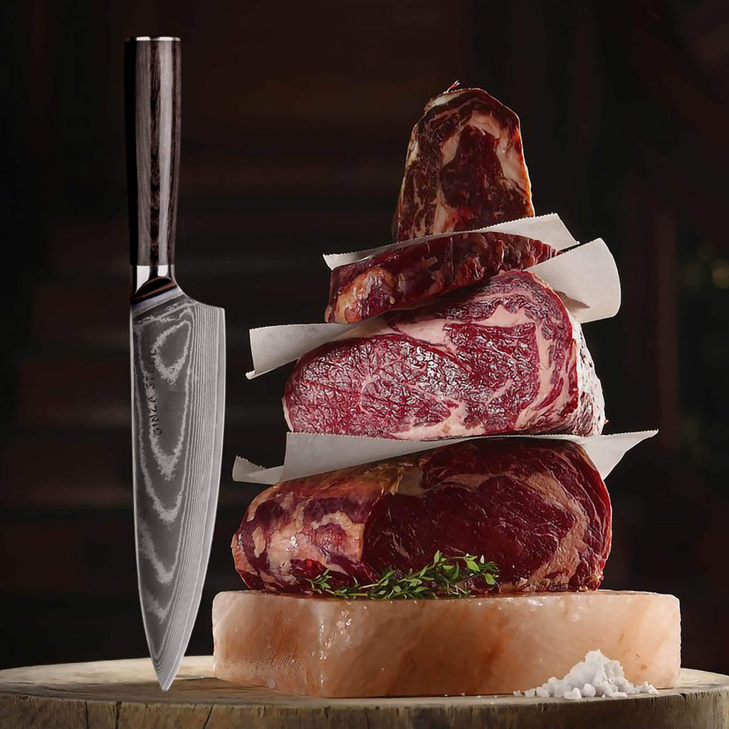 LUCIA 20 | Chef Knife 8Cr18Mov Steel Core / Pakka wood handle
