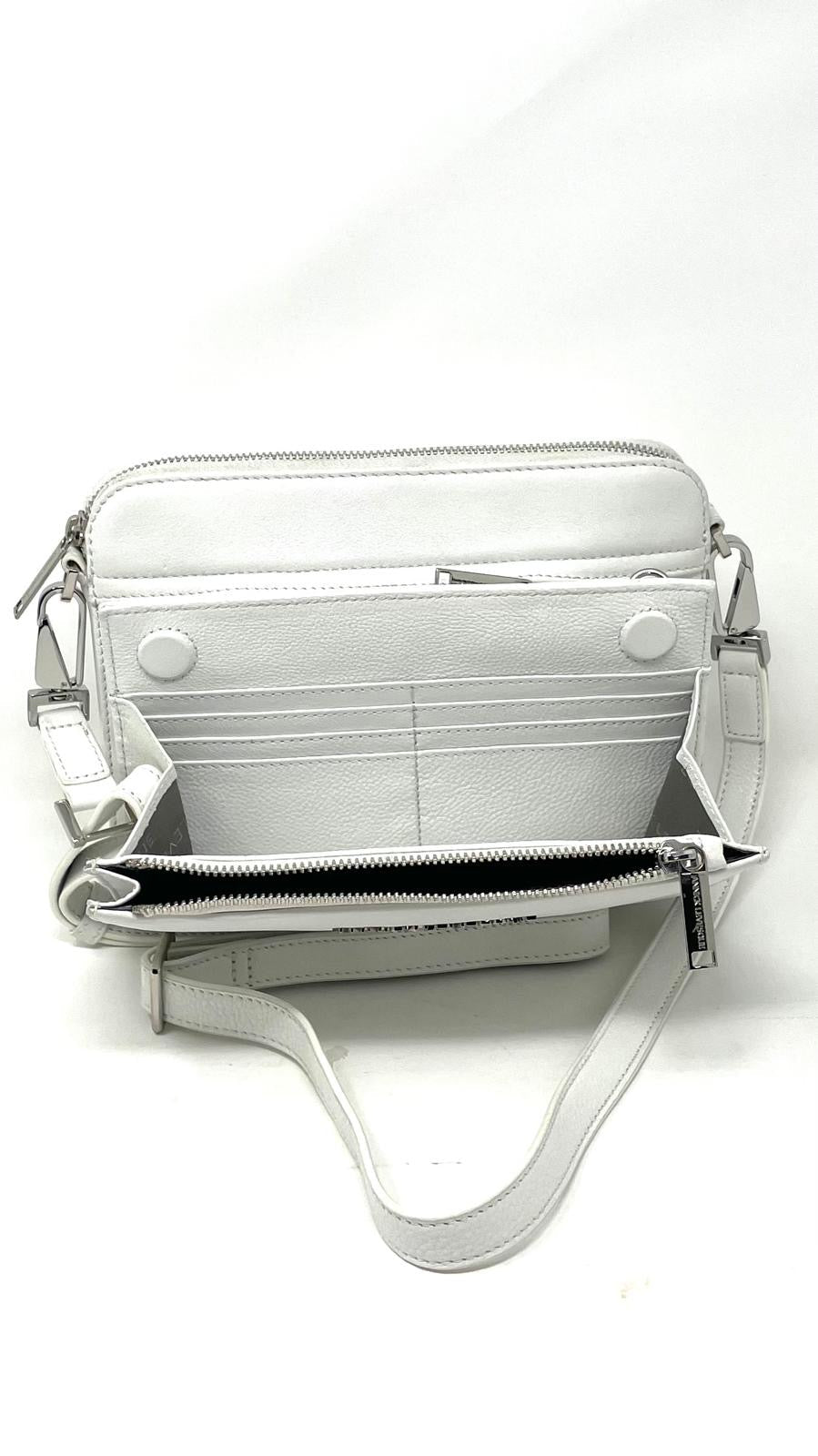 Small Crossbody Bag with Detachable Card Holder in Pure White | Kennedi