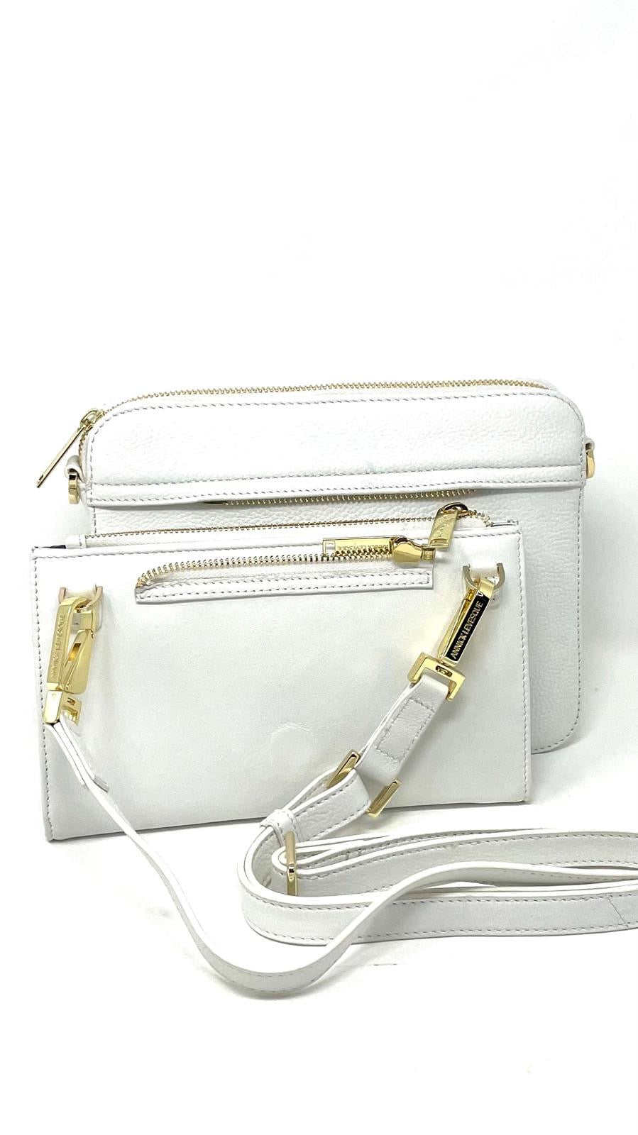 Small Crossbody Bag with Detachable Card Holder in Pure White | Kennedi