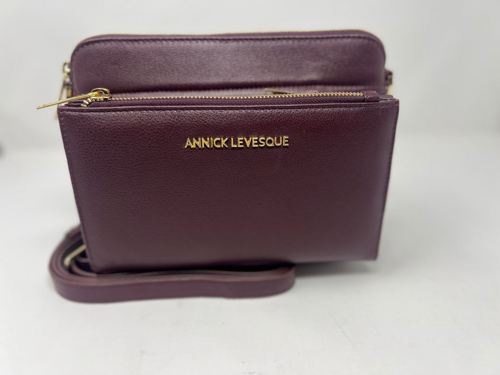 Small Crossbody Bag with Detachable Card Holder, Eggplant | Kennedi