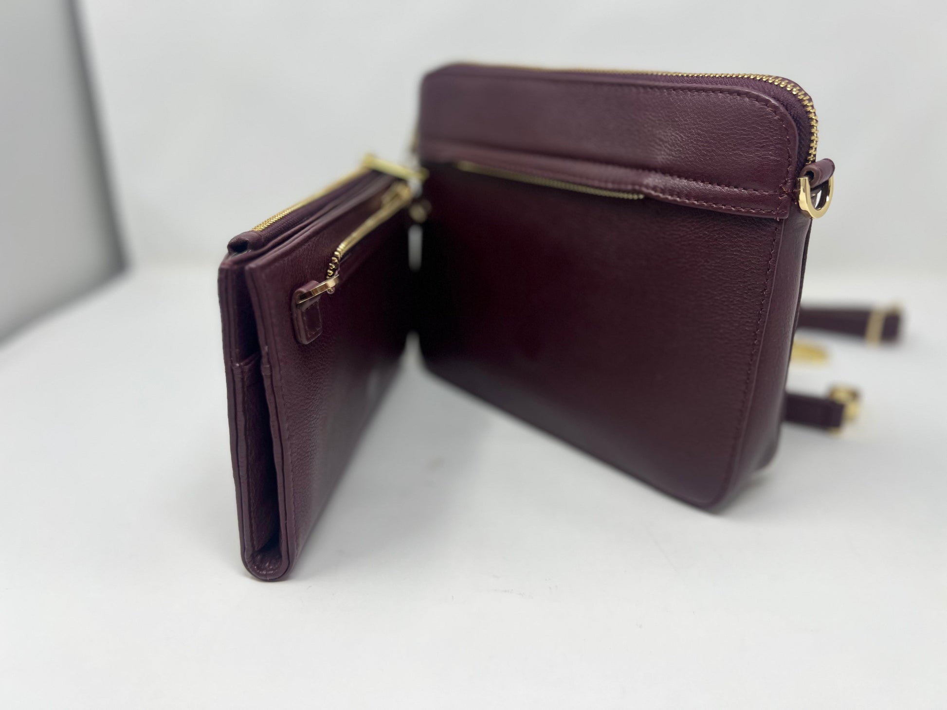 Small Crossbody Bag with Detachable Card Holder, Eggplant | Kennedi