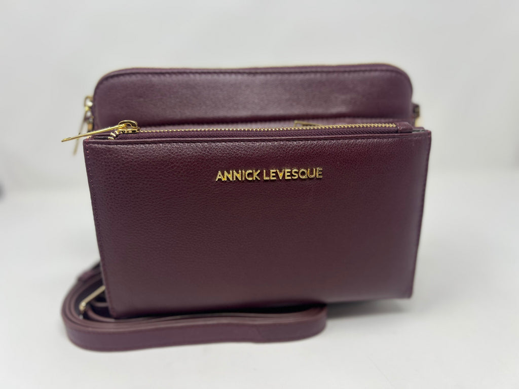 Small Crossbody Bag with Detachable Card Holder, Eggplant | Kennedi