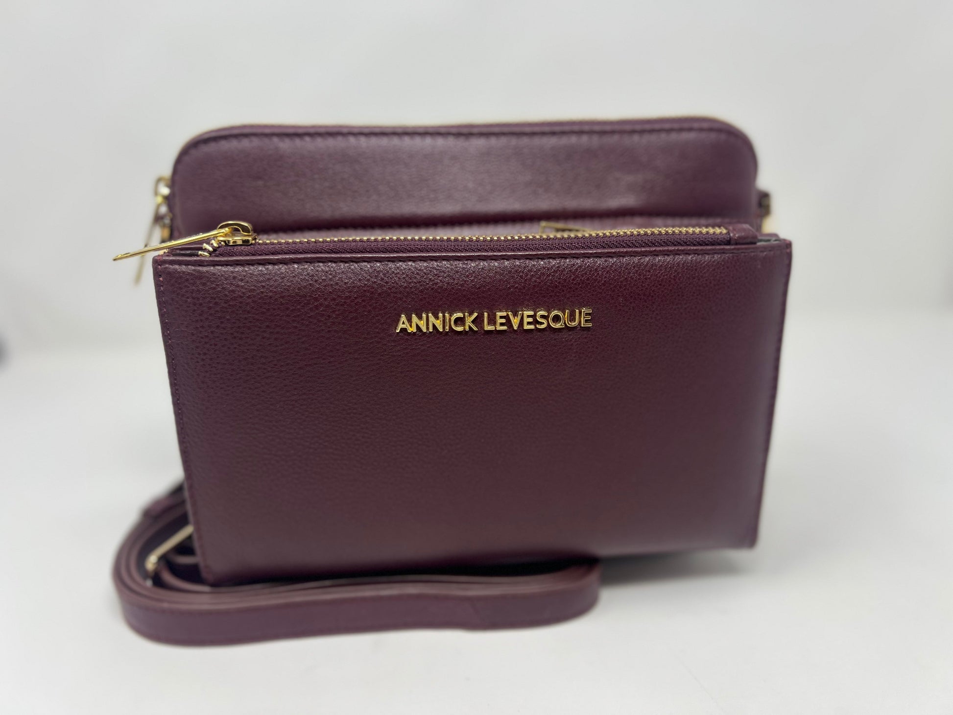 Small Crossbody Bag with Detachable Card Holder, Eggplant | Kennedi